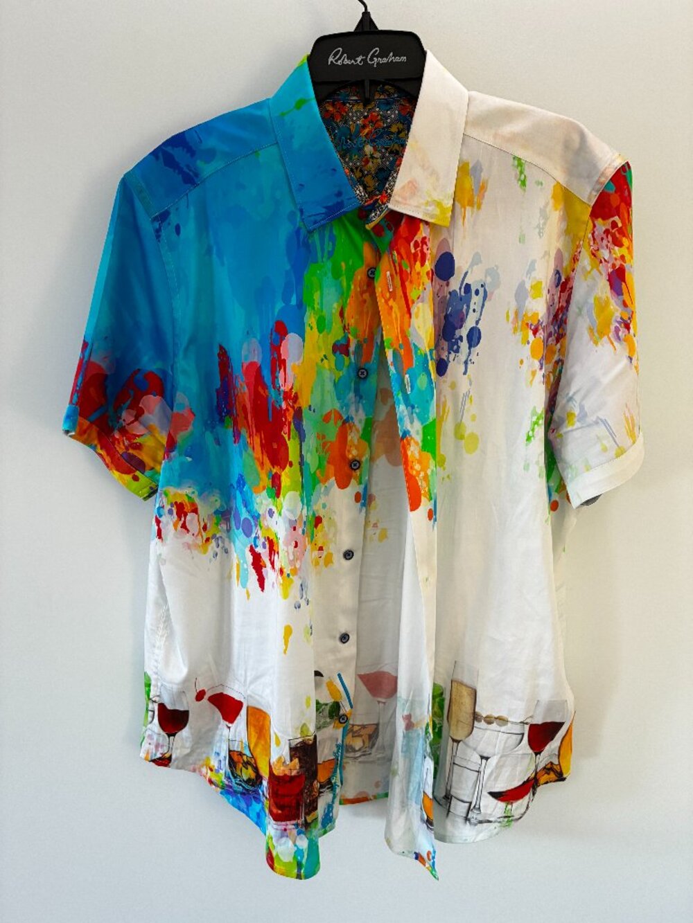 Robert Graham SARDINIA XXL Cocktail Print Short Sleeve Shirt